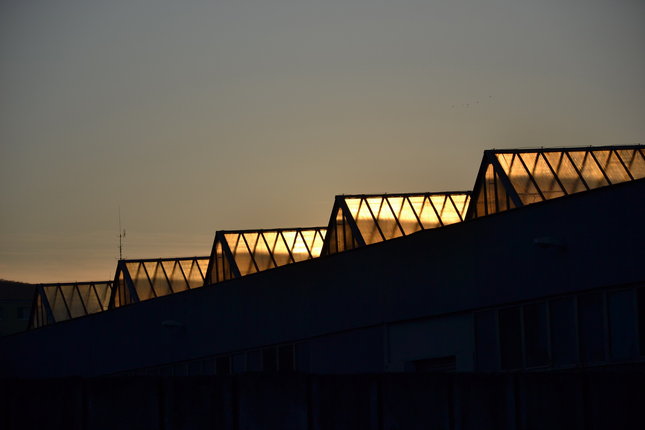 Západ nad fabrikou