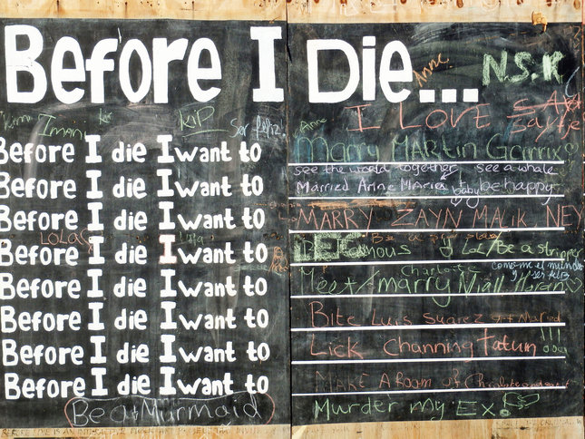 Before I die...  (tabuľa umiestnená v centre mesta)