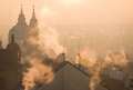 zimní kouř nad Prahou