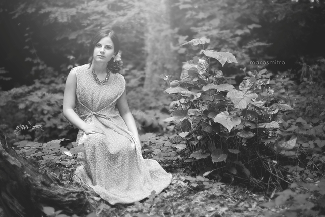 Lady In The Magic Forest - BW