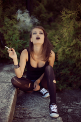 Enjoying a cigarette