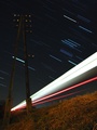 Train and star trails