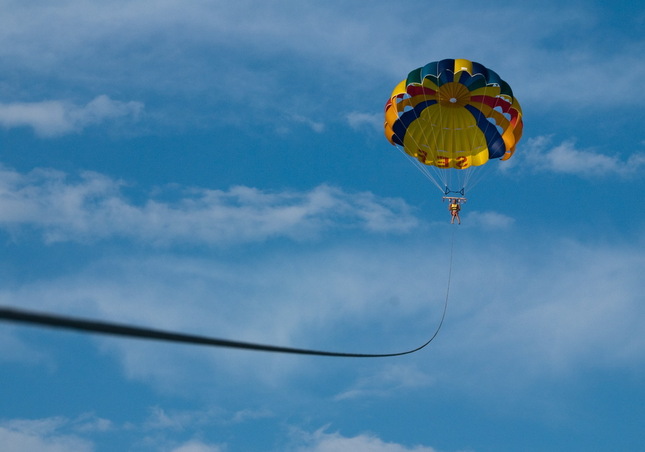 Parasailing in the air