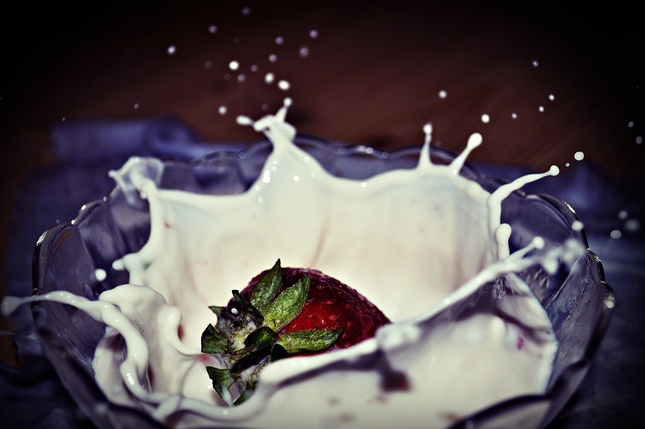 strawberry in milk