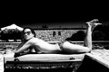 black and white sunbathing