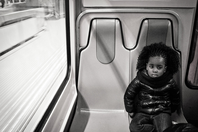 little child in the subway