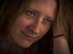 Portrait of girl with red twine