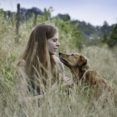 Portrait of girl with beloved do