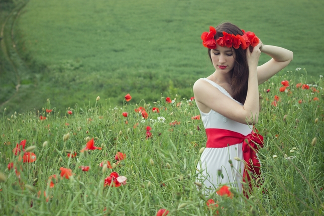 woman in poppies