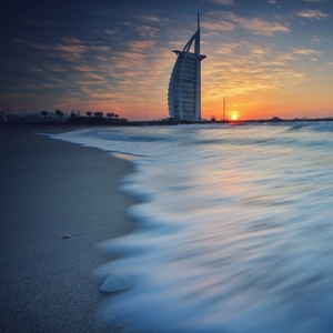 Burj Al Arab pri západe slnka