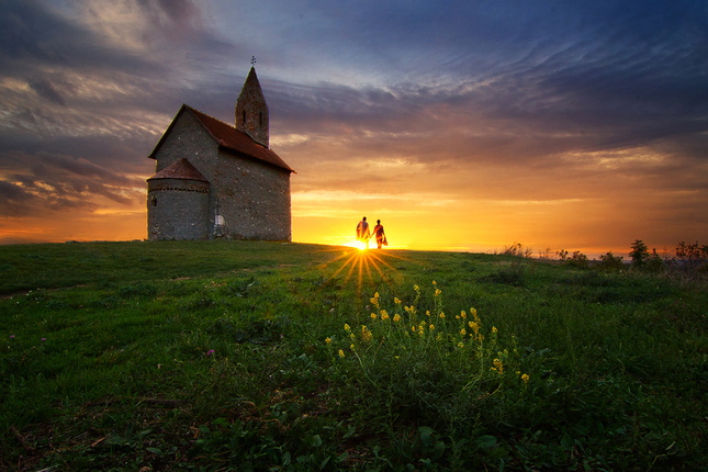 Love, church and sunset