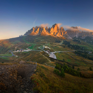 Východ slnka v Passo gardena