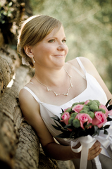 Bride with wedding bouquet