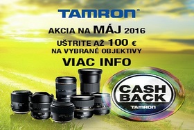 Tamron akcia Cash Back Máj 2016
